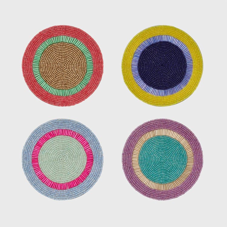 "Bright stripe coasters" - Coasters in multicolor by Joanna Buchanan