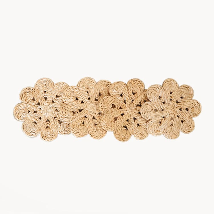 "Jute Flower Drink Coaster (Set of 4)" - Coasters in natural by KORISSA