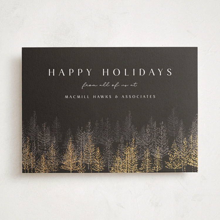 "Pine Pointillism" - Holiday Cards in Obsidian by Kaydi Bishop - Front