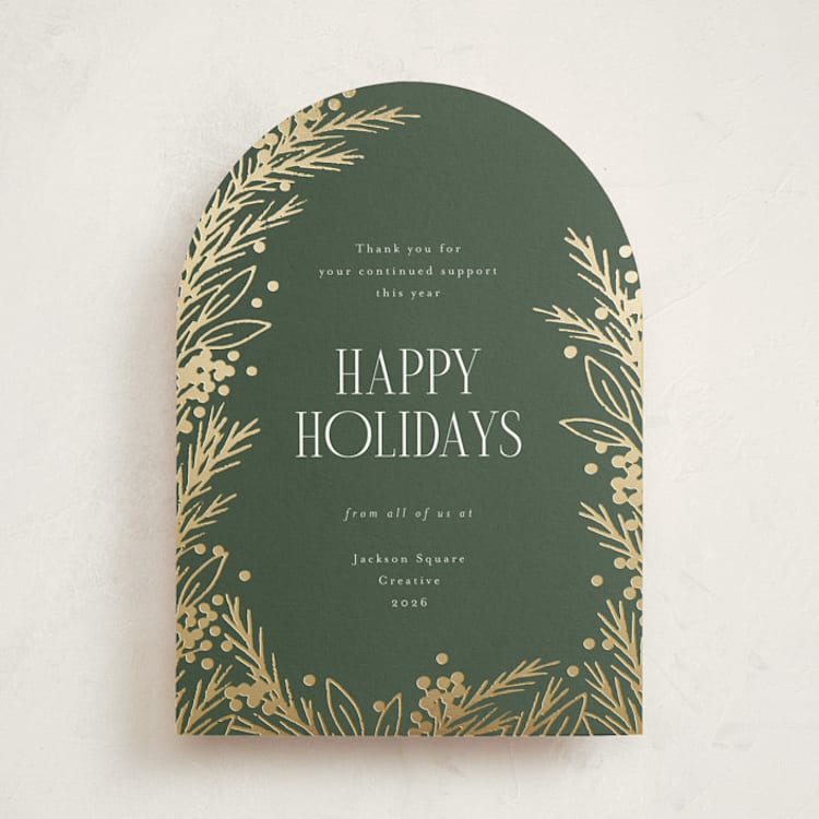 "Gilded Edge" - Holiday Cards in Forest by Michelle Taylor - Front