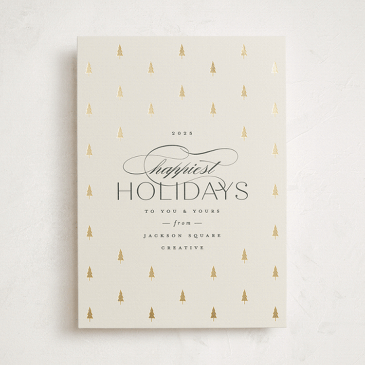 "Joyful Trees" - Holiday Cards in Ivory by Carolyn Nicks - Front