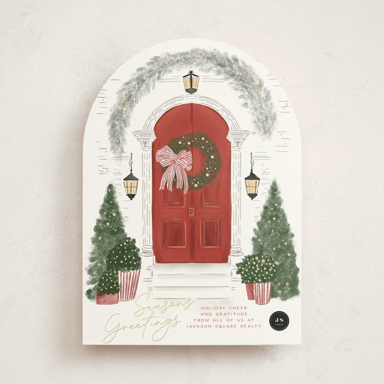 "A Door" - Holiday Cards in Holly Berry by Jenna Holcomb - Front