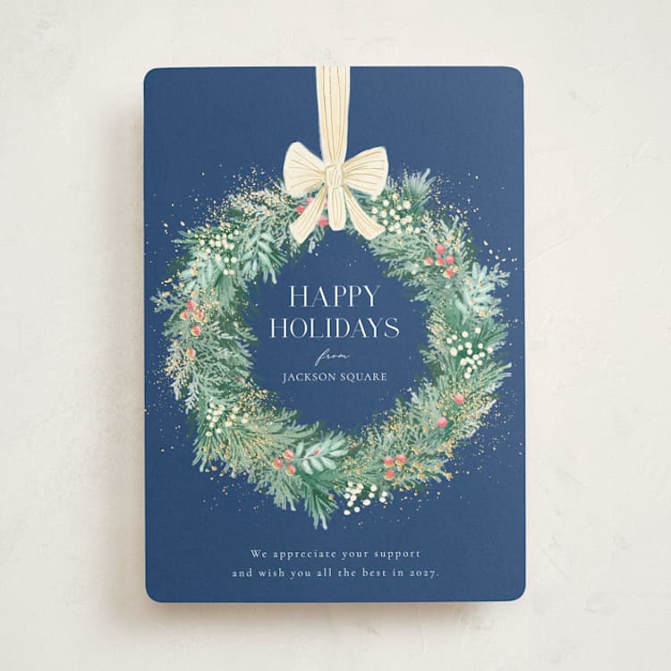 "Natural Wreath" - Holiday Cards in Midnight by frau brandt - Front