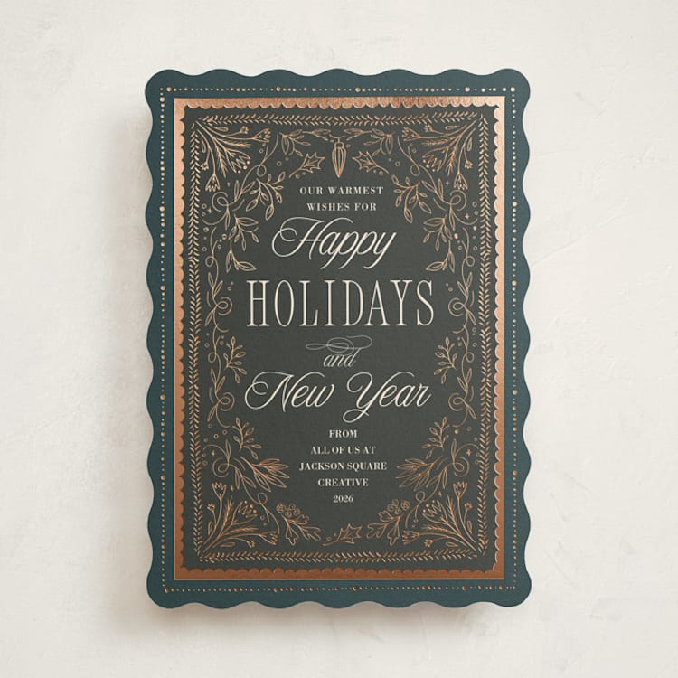 "Gilded Hand Drawn Frame" - Holiday Cards in Coal by Hannah Williams - Front