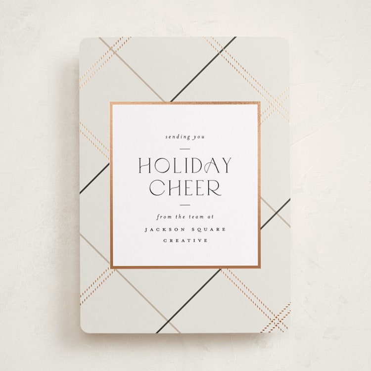 "minimal plaid" - Holiday Cards in Latte by Carolyn Nicks - Front