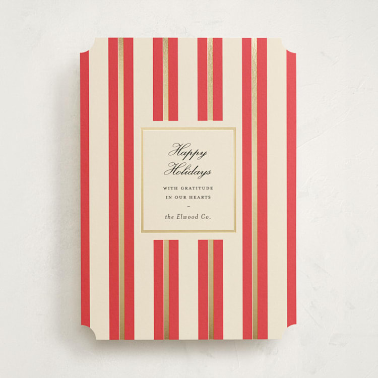 "golden stripe" - Holiday Cards in Poinsettia by Sara Hicks Malone - Front