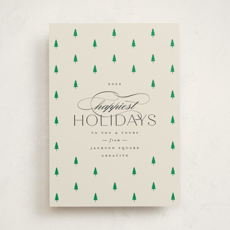 "Joyful Trees" - Holiday Cards in Ivory by Carolyn Nicks - Front