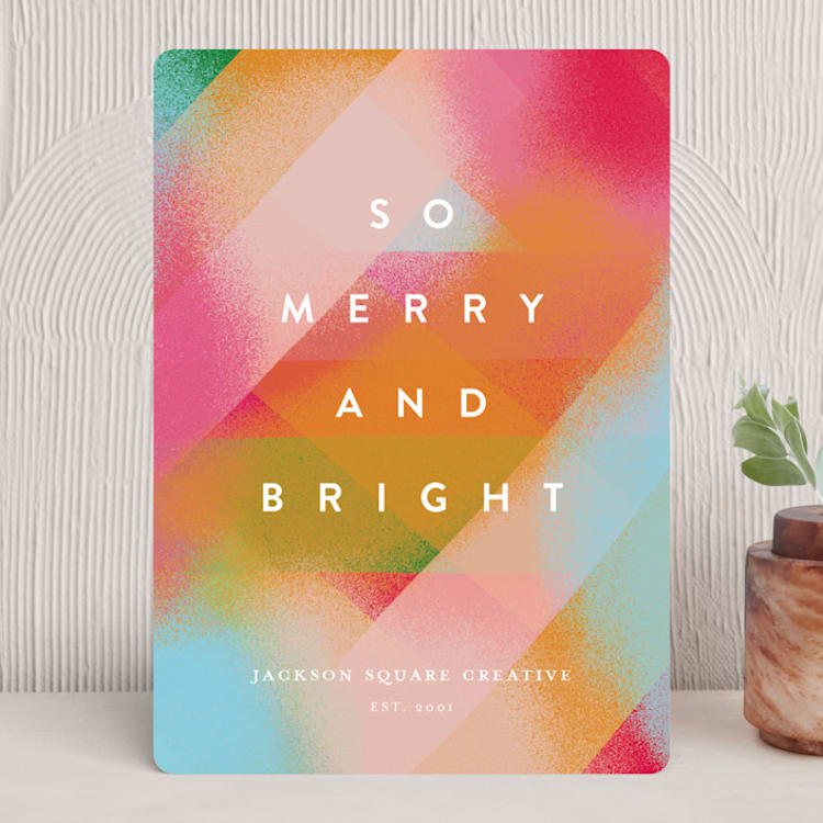 "Fuzzy Mod" - Holiday Cards in Fruit Punch by Katie Zimpel - Front