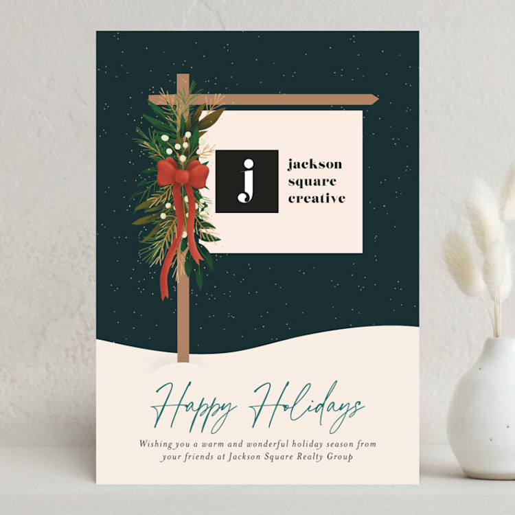 "Winter Botanical Frame" - Holiday Cards in Midnight by Randi Cirelli - Front