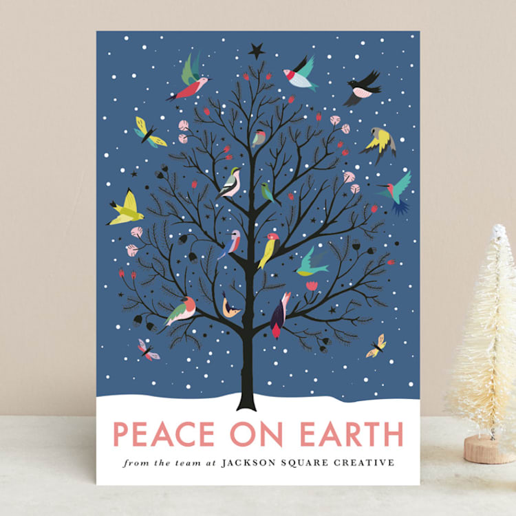 "Peace On Earth" - Holiday Cards in Winter Dusk by Eve Schultz - Front
