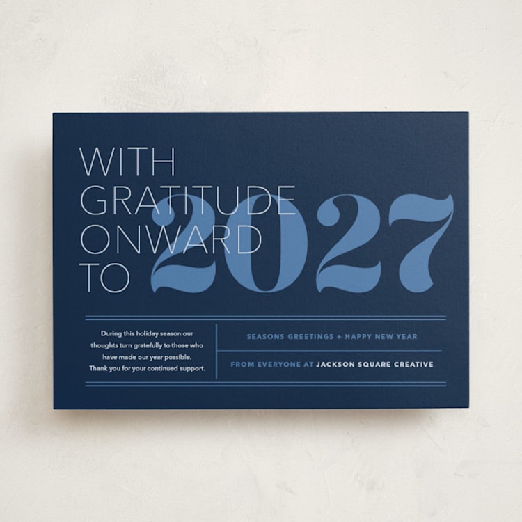 "The Grateful Type" - Holiday Cards in Blue Night by Annie Clark - Front