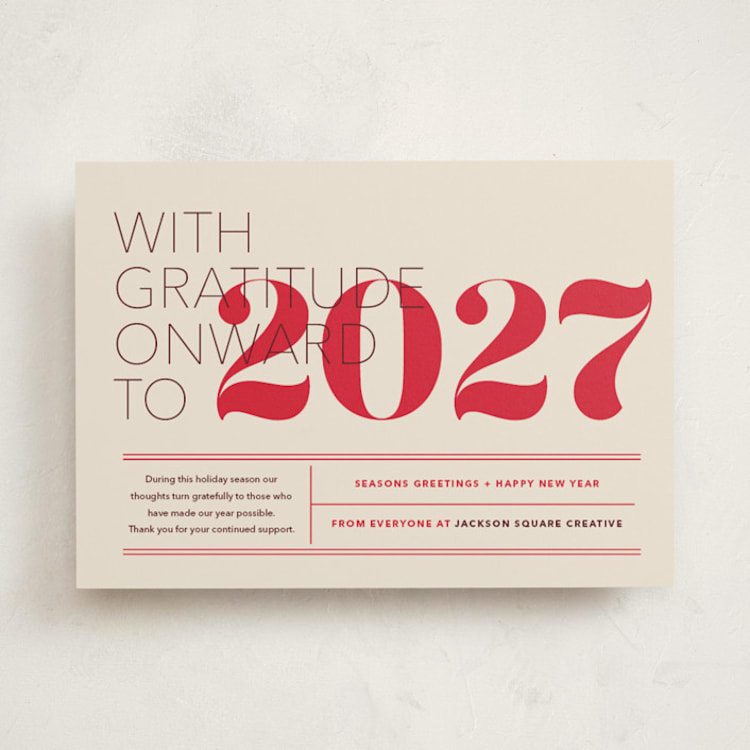 "The Grateful Type" - Holiday Cards in Vanilla by Annie Clark - Front