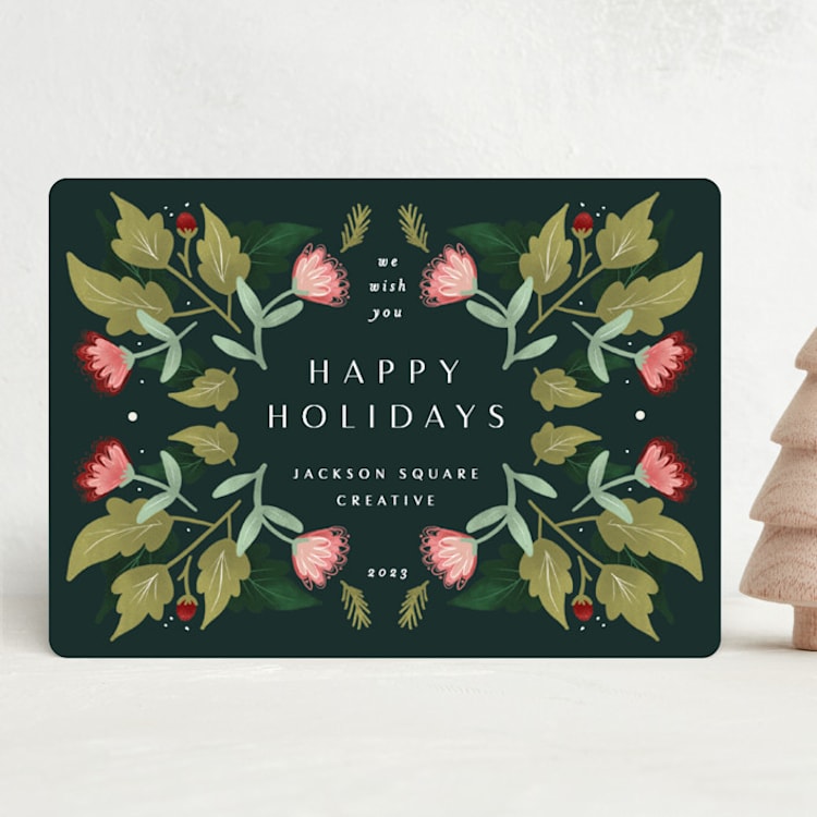 "Holiday Happiest" - Holiday Cards in Pine by Makewells - Front
