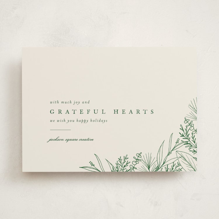 "Grateful Hearts" - Holiday Cards in Pine by Amy Kross - Front