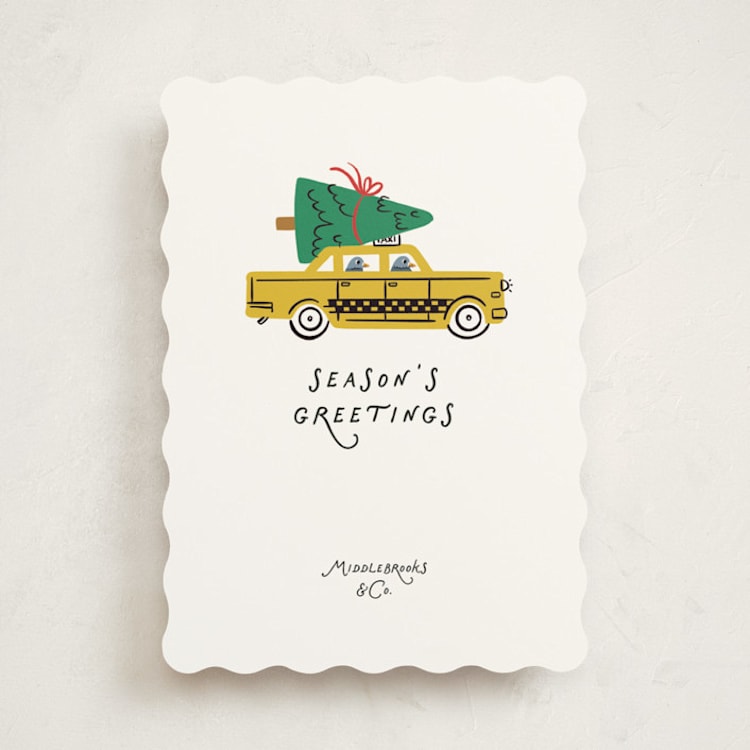 "Tree Transport Taxi" - Holiday Cards in Taxi by mo kelley - Front