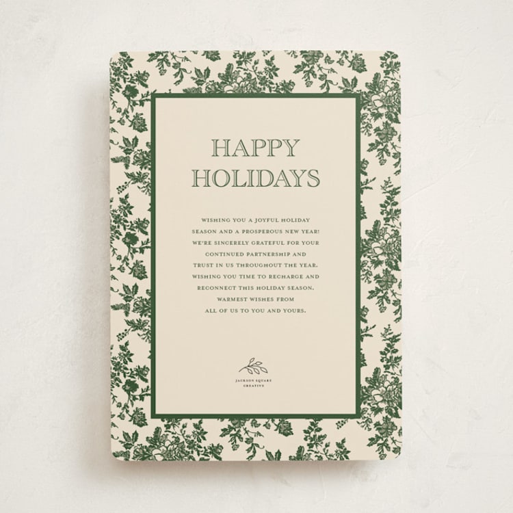 "Holiday Toile" - Holiday Cards in Pine by Jenna Holcomb - Front
