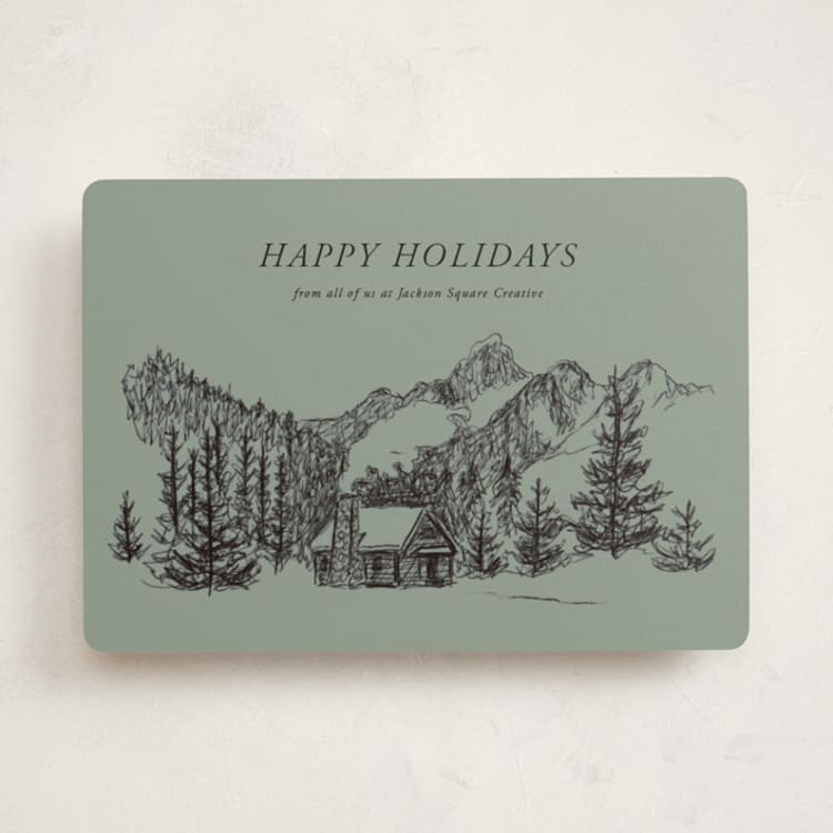 "Inkpen Cabin" - Holiday Cards in Forest by Holly Whitcomb - Front