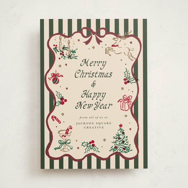"Season’s Embrace" - Holiday Cards in Winter Pines by Cass Loh - Front