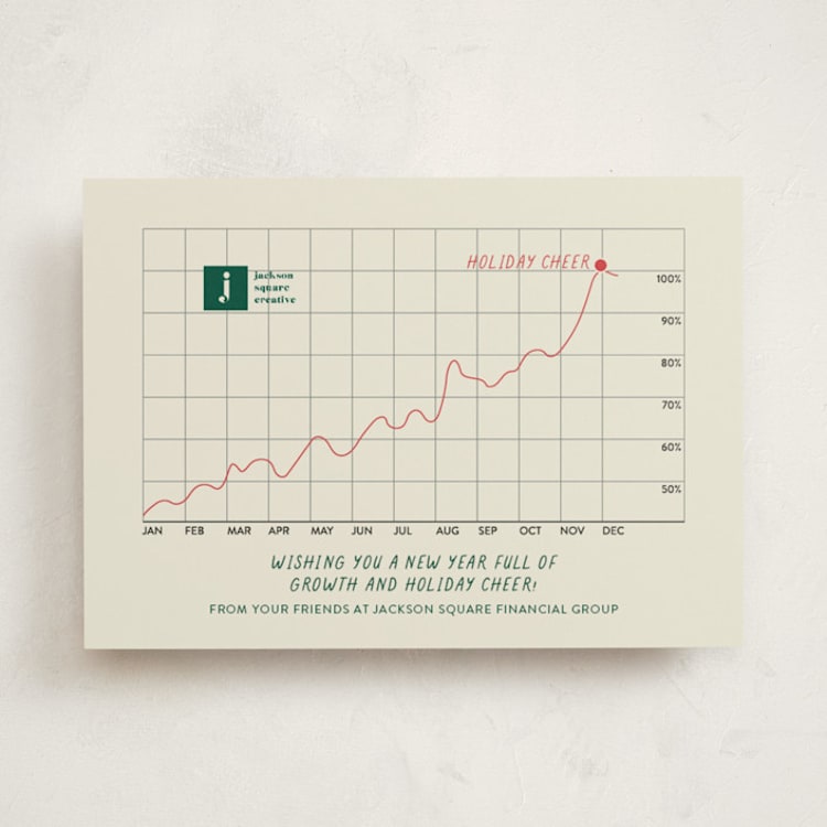 "Year of Growth" - Holiday Cards in Holly by Sarah Hawkins Designs - Front