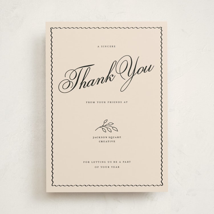 "Sincerely Thank You" - Holiday Cards in Cream by Rachel Cassel - Front