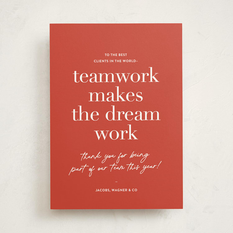 "teamwork" - Holiday Cards in Cherry by Sara Hicks Malone - Front