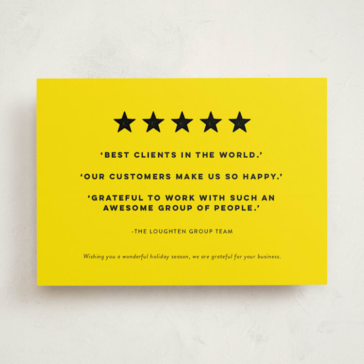 "five-star client review" - Holiday Cards in Lemon by Sara Hicks Malone - Front