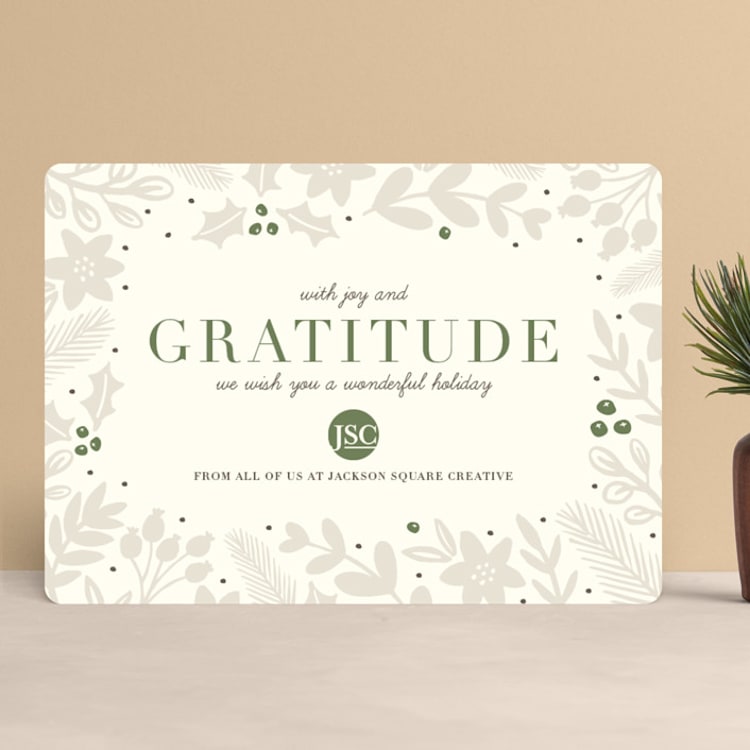 "Bold Gratitude" - Holiday Cards in Ivory by Beth Schneider - Front