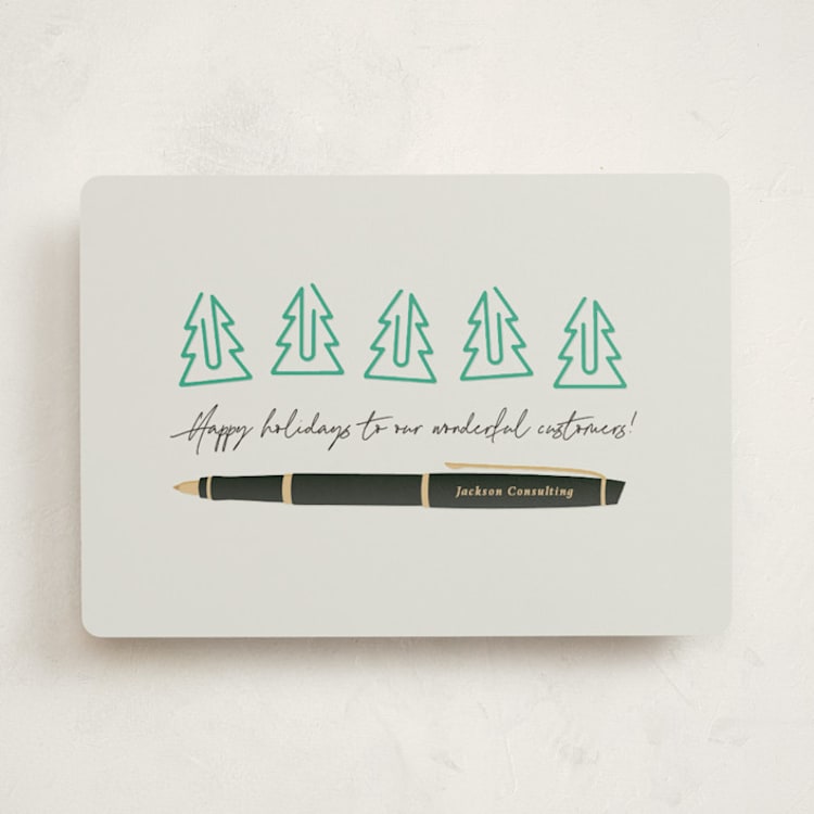 "merry paperclips" - Holiday Cards in Jade by Jessica Yeo - Front