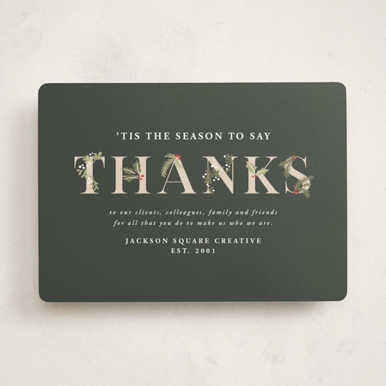 "Adorned Thanks" - Holiday Cards in Pine by Meggy Masters - Front