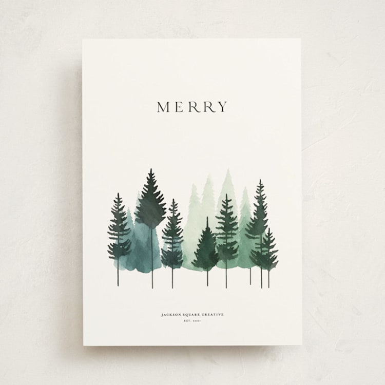 "Aquarelle trees" - Holiday Cards in Pine by Tatjana Koraksic - Front