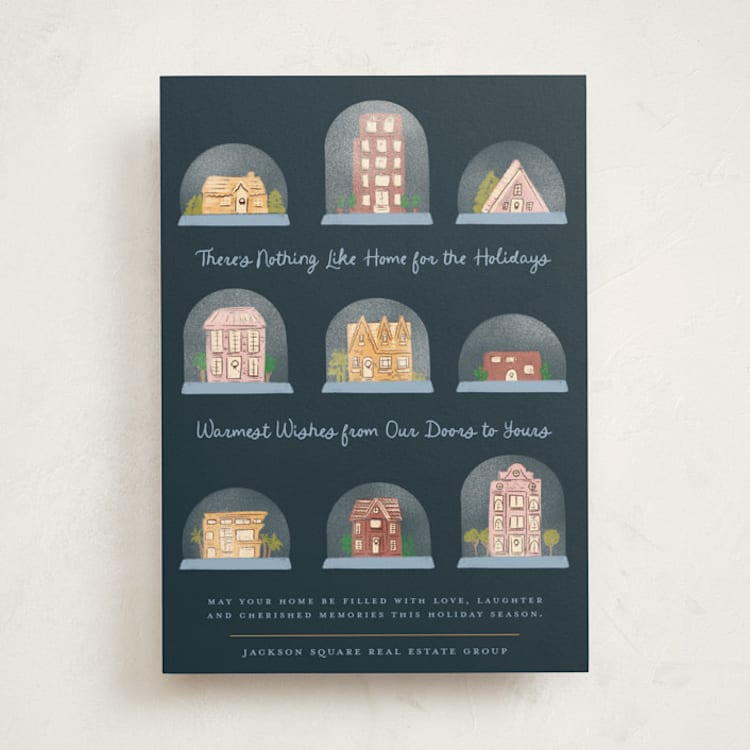 "Homes for the Holidays" - Holiday Cards in Blue Spruce by Jenna Holcomb - Front
