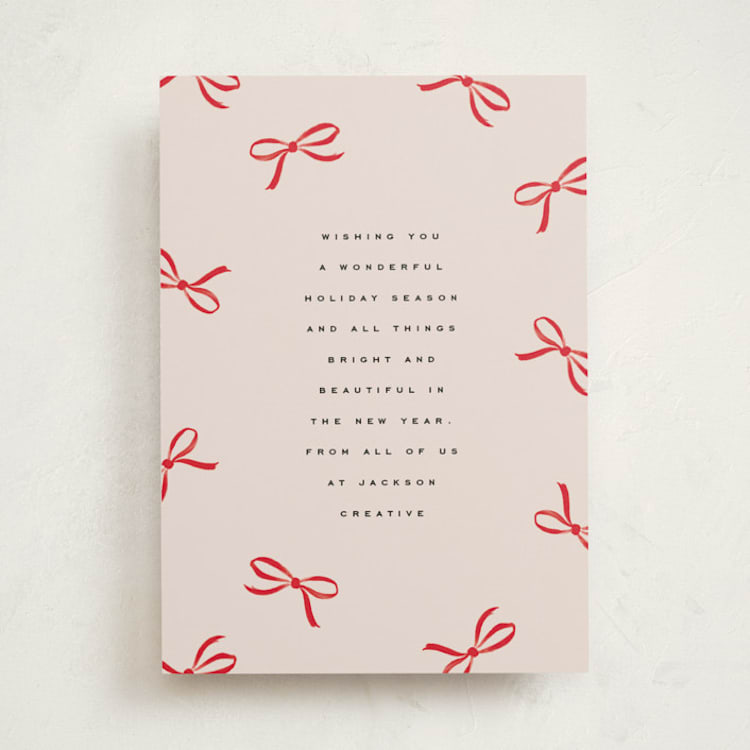 "Wrapped Up" - Holiday Cards in Crimson by Olivia Kanaley Inman - Front
