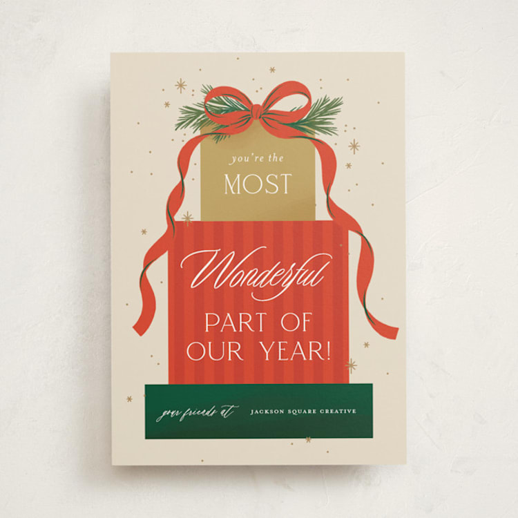 "Gift Stack" - Holiday Cards in Santa by Paper Raven Co. - Front