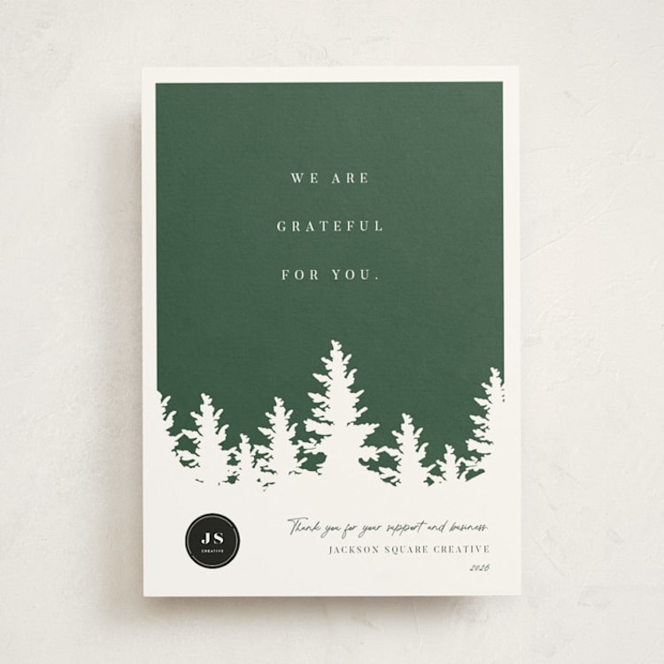 "Woodcut" - Holiday Cards in Evergreen by Robin Ott - Front