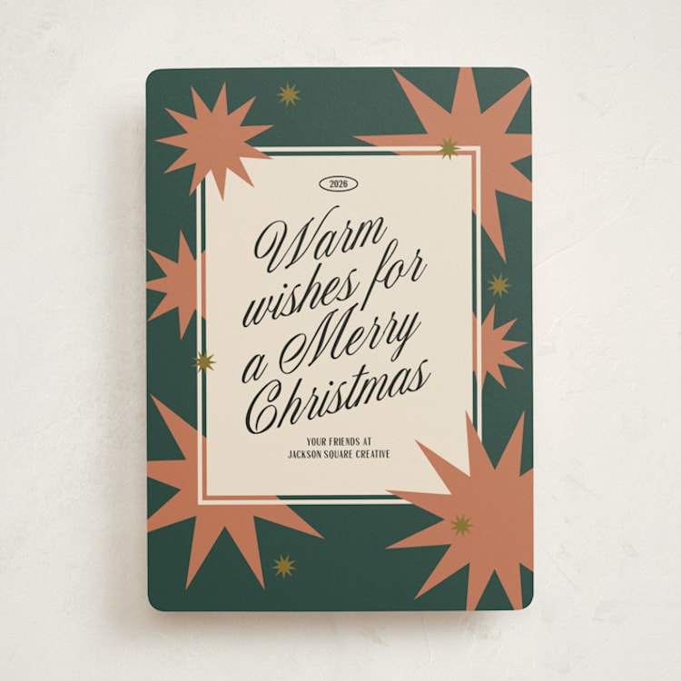 "Modern Bursts" - Holiday Cards in Rust by Owl and Toad - Front