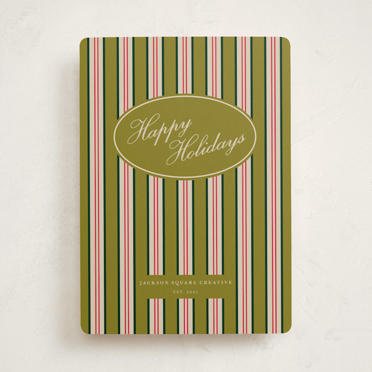 "Stripe" - Holiday Cards in Pistachio by Baumbirdy - Front