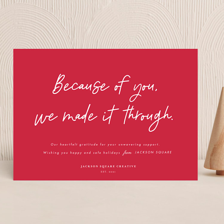 "Because of you" - Holiday Cards in Cranberry by Catherine Culvenor - Front