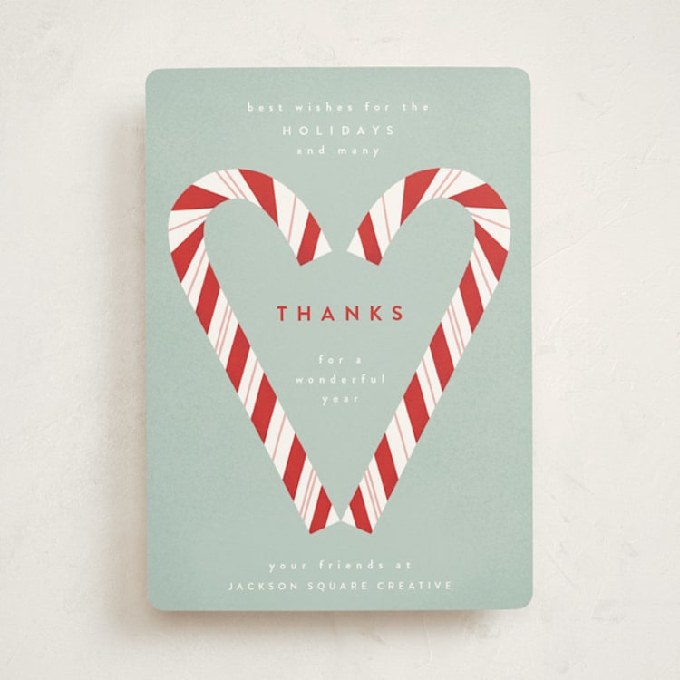 "Candy Cane" - Holiday Cards in Mint by Yuliya Evseeva - Front