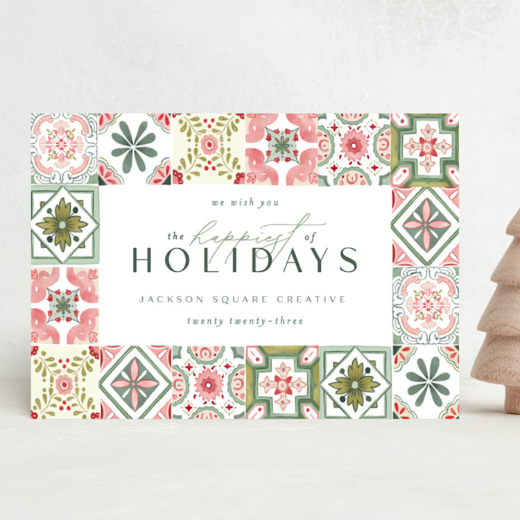 "Holiday Tiles" - Holiday Cards in Pastel by Makewells - Front