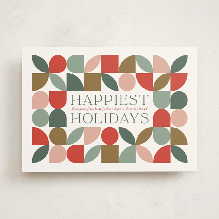 "Bauhaus Holly" - Holiday Cards in Persimmon by Erica Krystek - Front