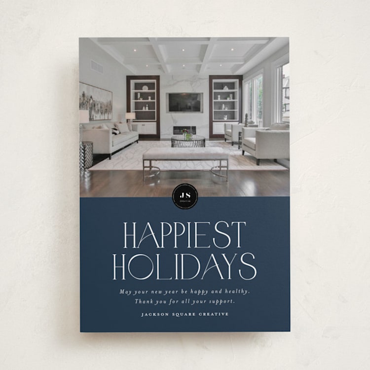 "Happiest Holidays" - Holiday Cards in Ocean by Stephanie Hawkes - Front