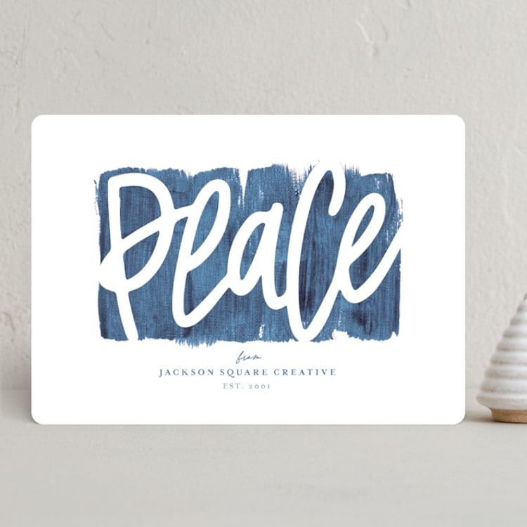 "Peace" - Holiday Cards in Indigo by Meggy Masters - Front