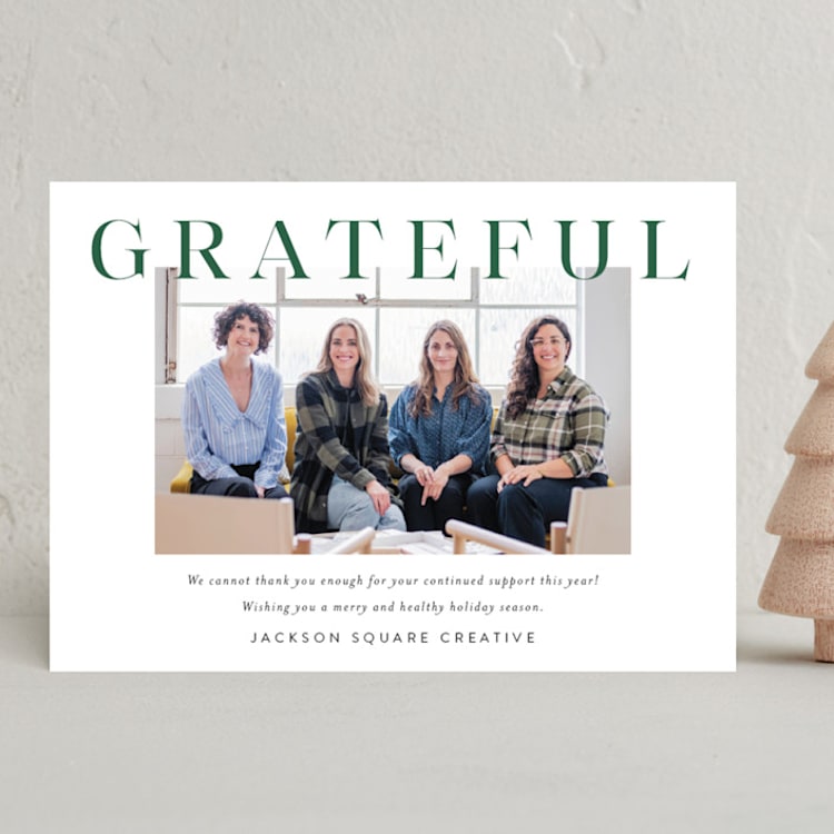 "Bold Gratitude" - Holiday Cards in Fir by Kasia Labocki - Front
