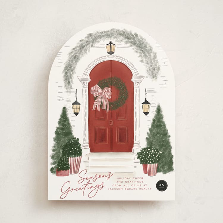 "A Door" - Holiday Cards in Holly Berry by Jenna Holcomb - Front