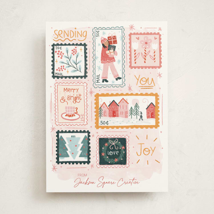 "Joyful holiday stamps" - Holiday Cards in Rosy Cheeks by Another Please - Front