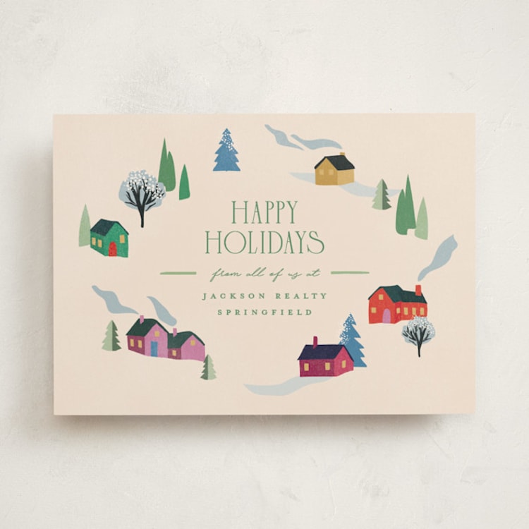 "Neighborhood" - Holiday Cards in Sugar Plum by Julie Murray - Front