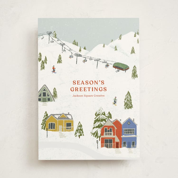 "Mountain Town" - Holiday Cards in Berry by Kat Roberts - Front