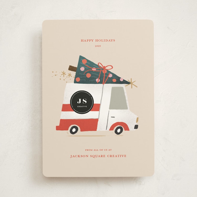 "Vroom Vroom" - Holiday Cards in Eggnog by Leia Matt - Front