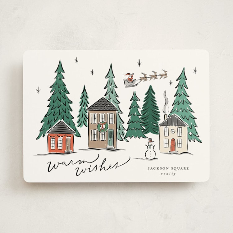 "Winter Scene" - Holiday Cards in Evergreen by Erin German - Front