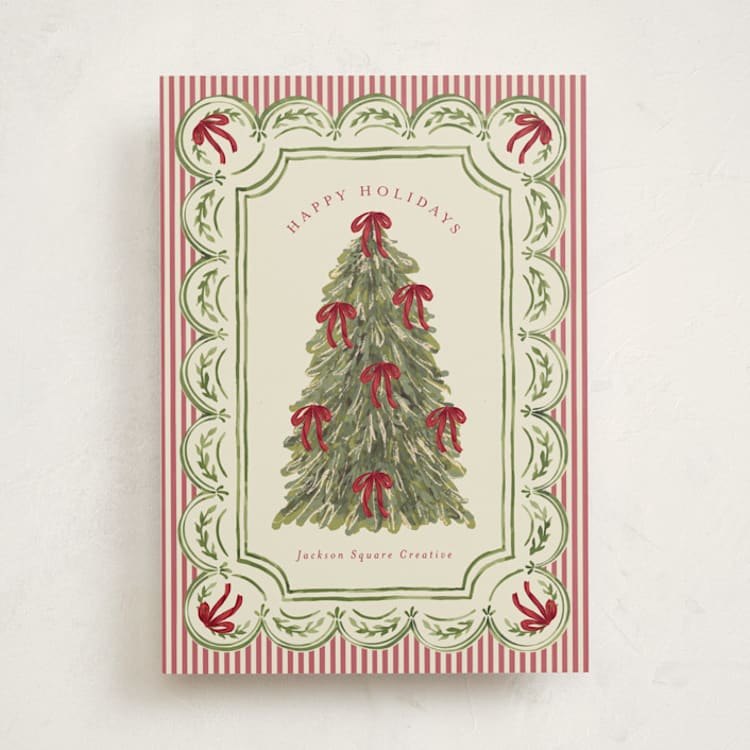 "Holiday Bow tree" - Holiday Cards in Berry by Chris Griffith - Front